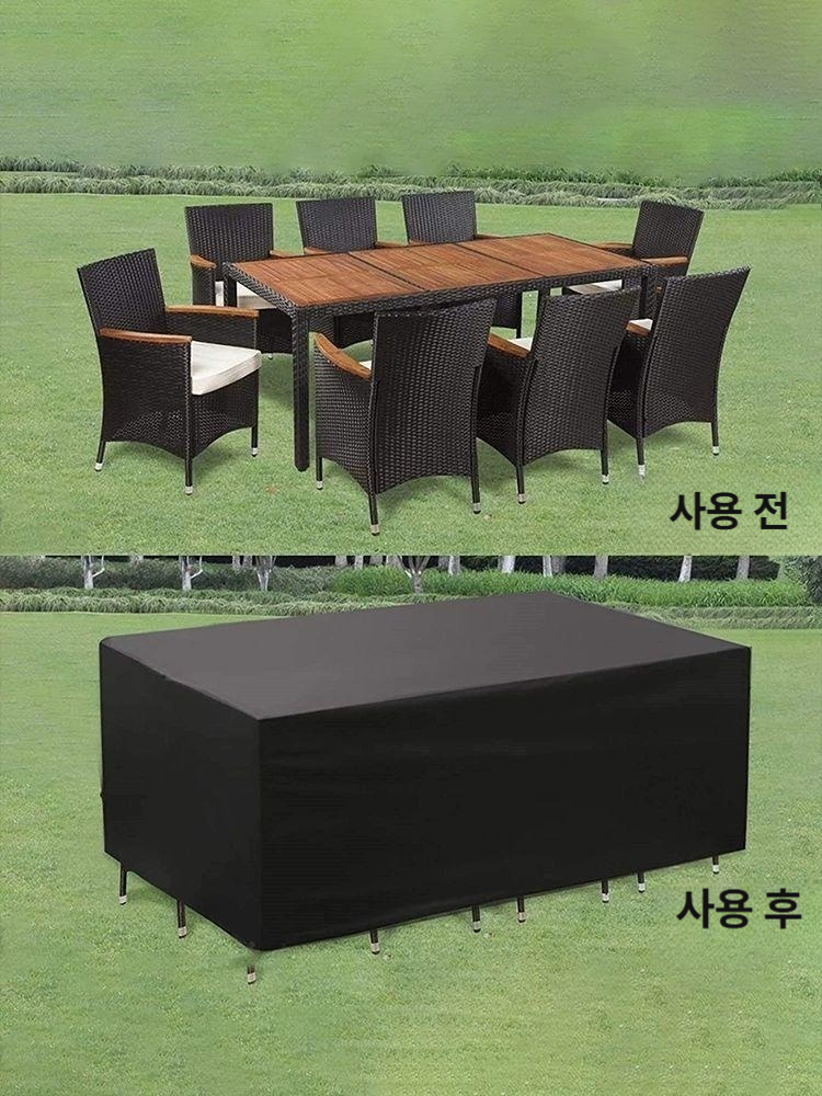 야외테이블 테이블방수덮개  야외식탁보 식탁커버 워시리스 대형 고리 실버화이트 보호커버 - 상세 이미지 5
