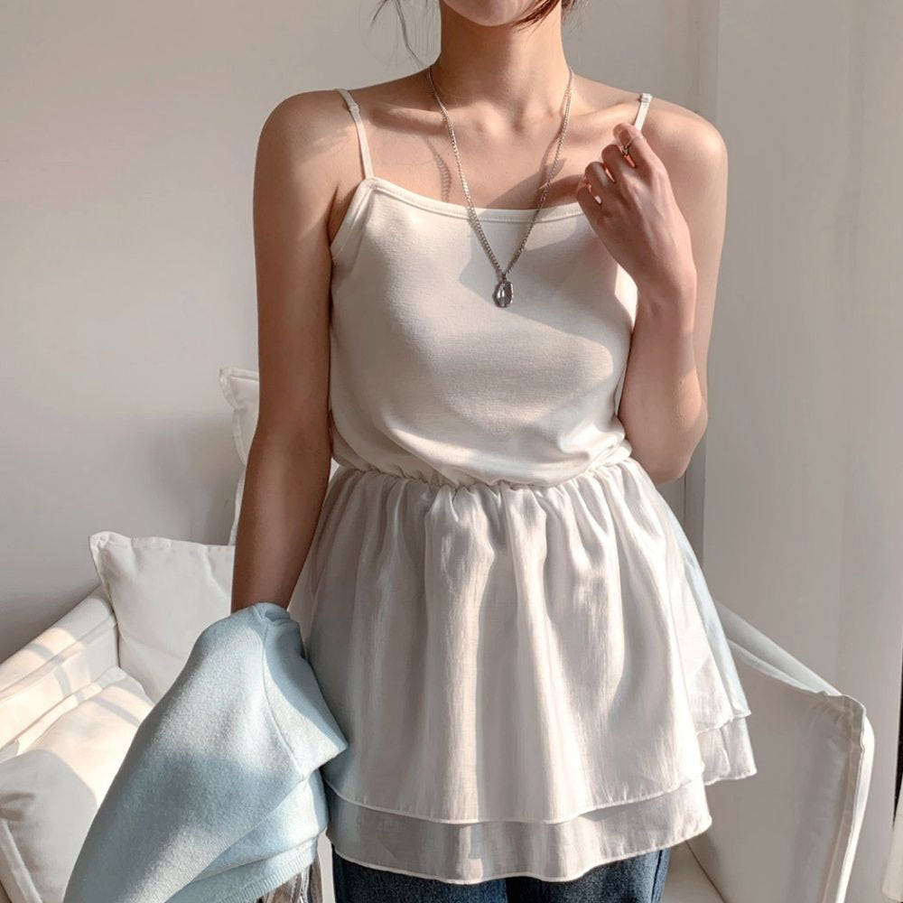 텐셀티셔츠 이너 탑 레이어드나시티 롱 흰티 - 상품 이미지