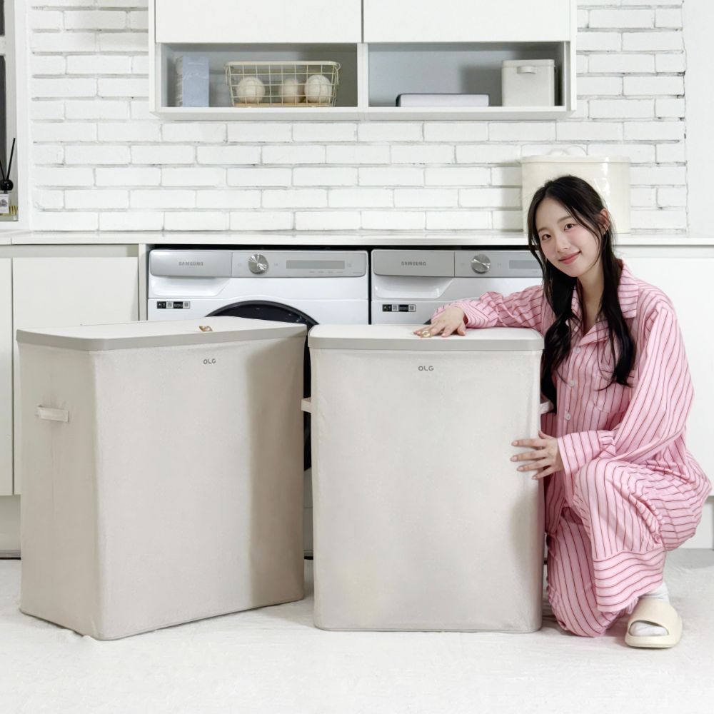 올지 분리수납 빨래바구니 세탁바구니 대형 분리형 이동식 빨래통 3단, 1개 - 상품 이미지