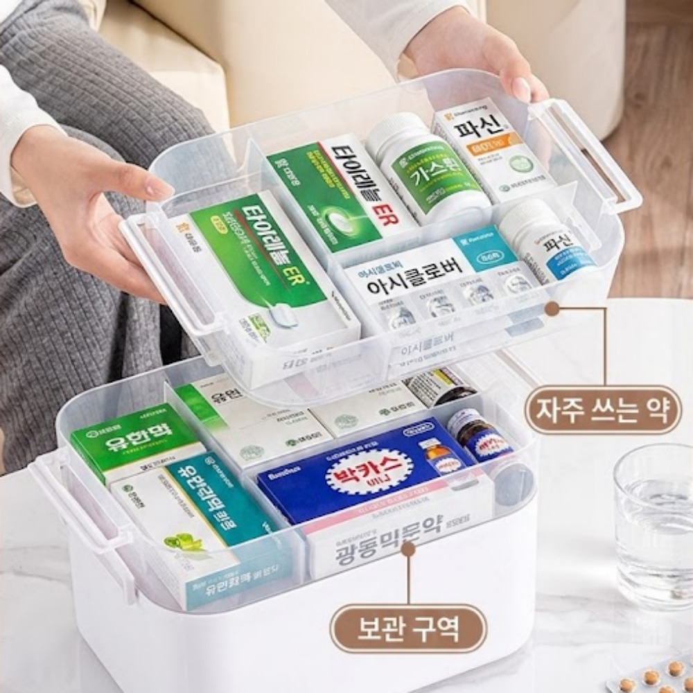 대용량 멀티 수납함 휴대용 약통 깔끔한 분리 수납 정리함 칸칸 분리형 보관함 이미지 6