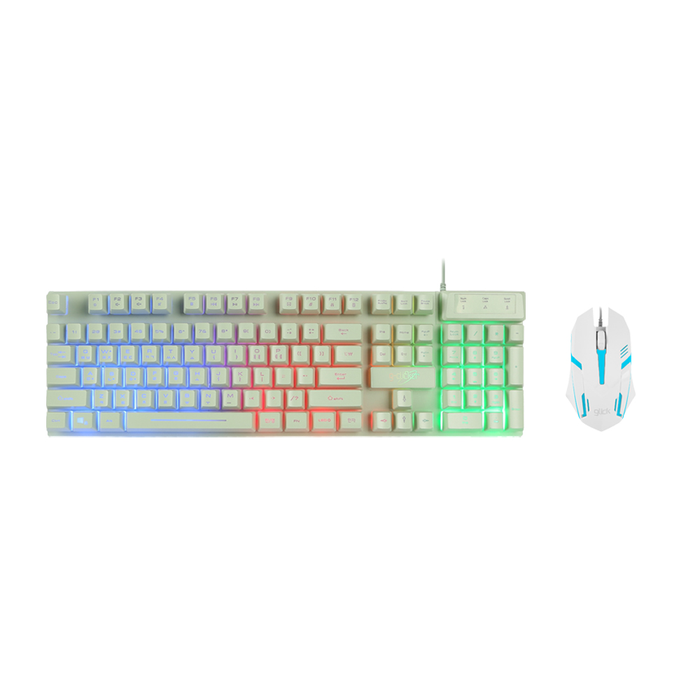 지클릭커 슈퍼히어로 GMK-200 레인보우 LED 게이밍 키보드 초경량 무소음 마우스 세트 그린 - 상품 이미지