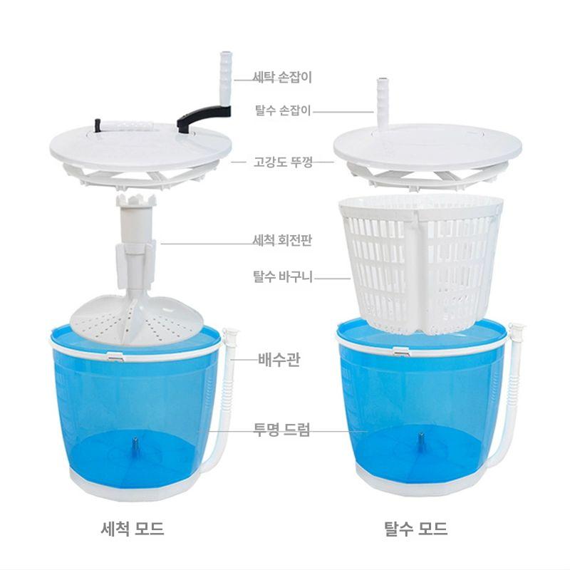 수동 탈수기 휴대용 빨래 가정용 기숙사 원룸 세탁기 드라이어 건조 - 상세 이미지 3