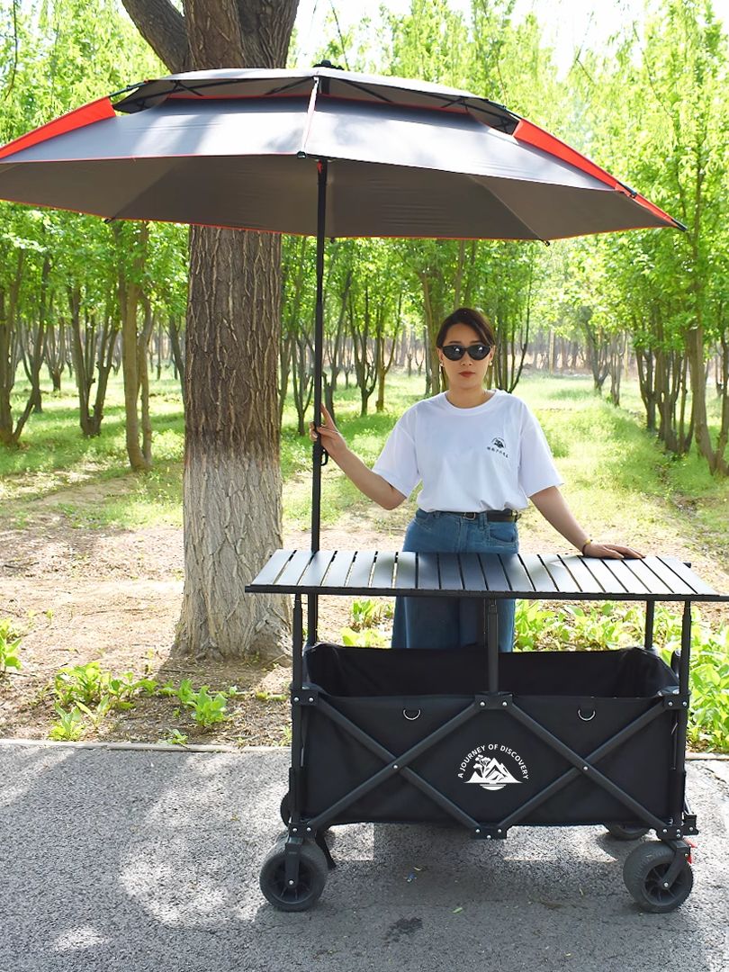 접이식 웨건 판매대 캠핑 이동식 운반카 초대형 폴딩 캠핑카 수레 피크닉 카트 - 상세 이미지 4