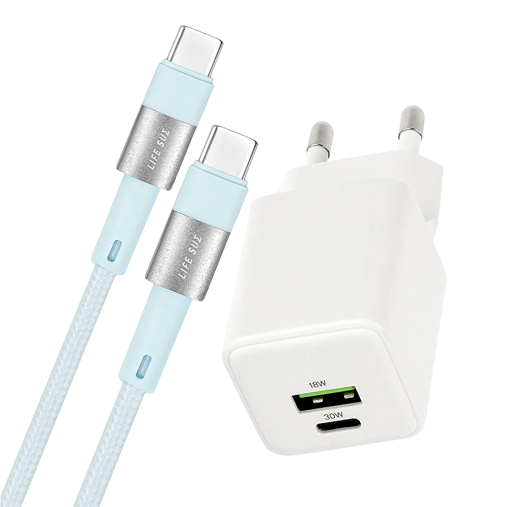 라이프썸 30W PD C타입 2포트 (LFS-HA59) + C to C 타입 60W 케이블 1.5M (LFS-HA62) 고속 충전 세트 - 상세 이미지 4