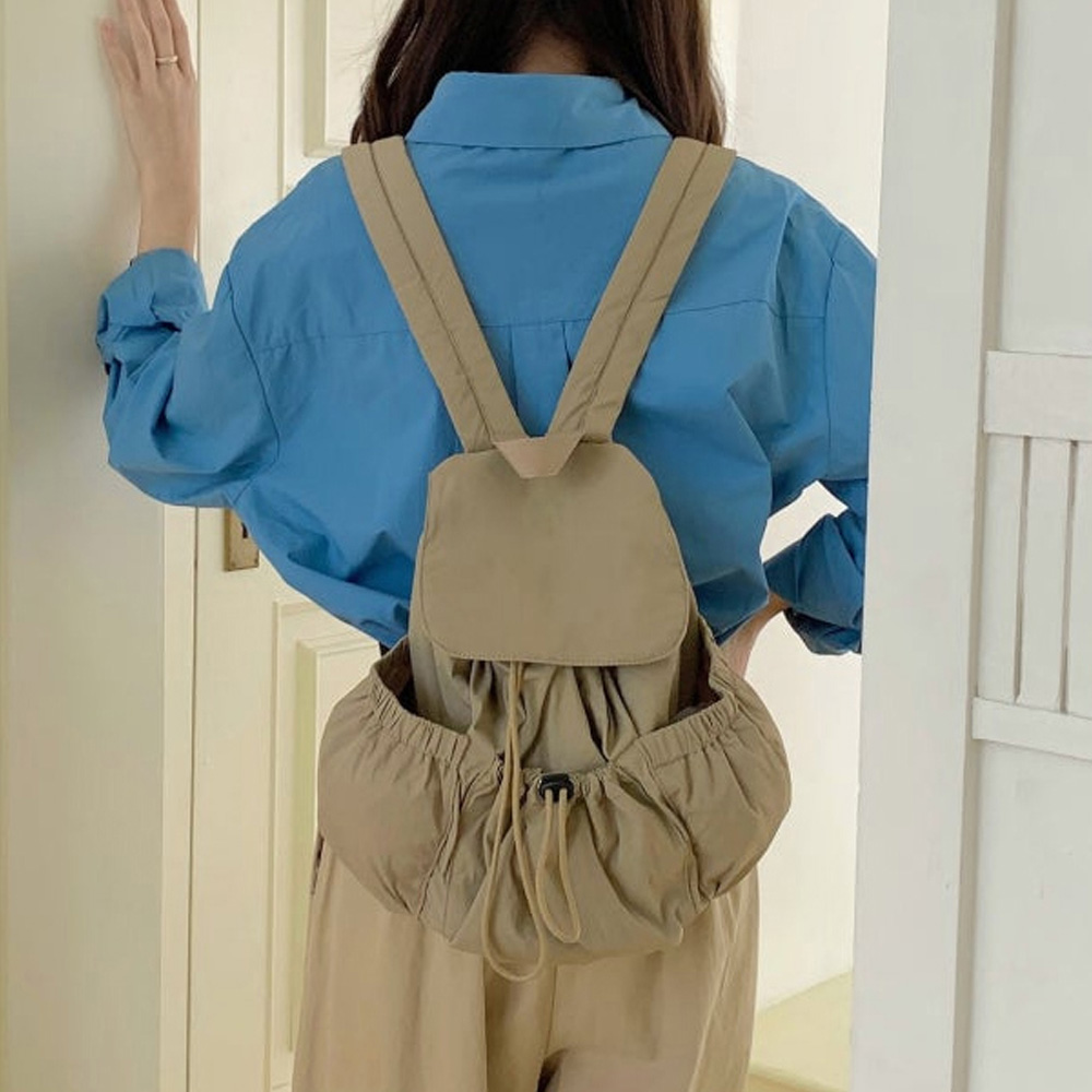 가벼운 조리 백팩 경량 캐주얼 등에메는 가방 대학생 여대생 백팩 스트링 포켓 여행 배낭 이미지 8