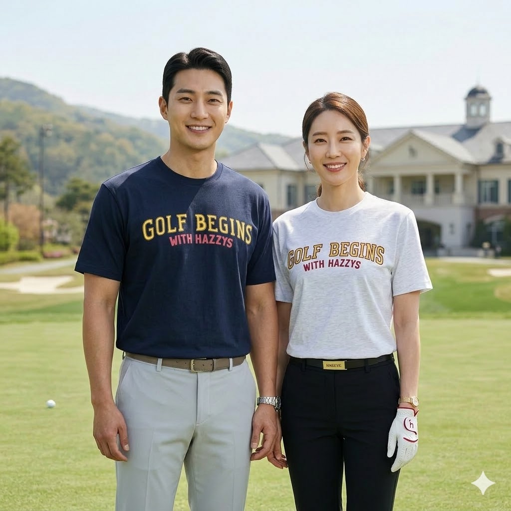 헤지스골프 여름 공용 골프웨어 빅웨이브 스판 라운드넥 골프 반팔 커플티셔츠 - 상세 이미지 4
