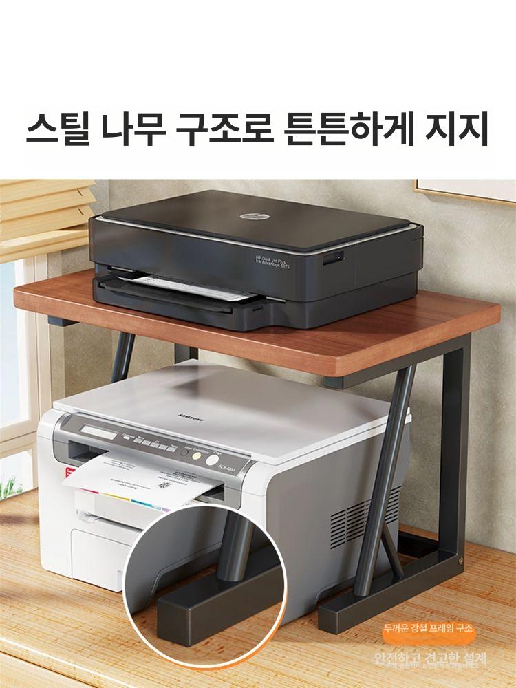 프린터 받침대 복합기 테이블 선반 서랍장 우드 이동식 월넛 캐스터 스탠다드 - 상세 이미지 5