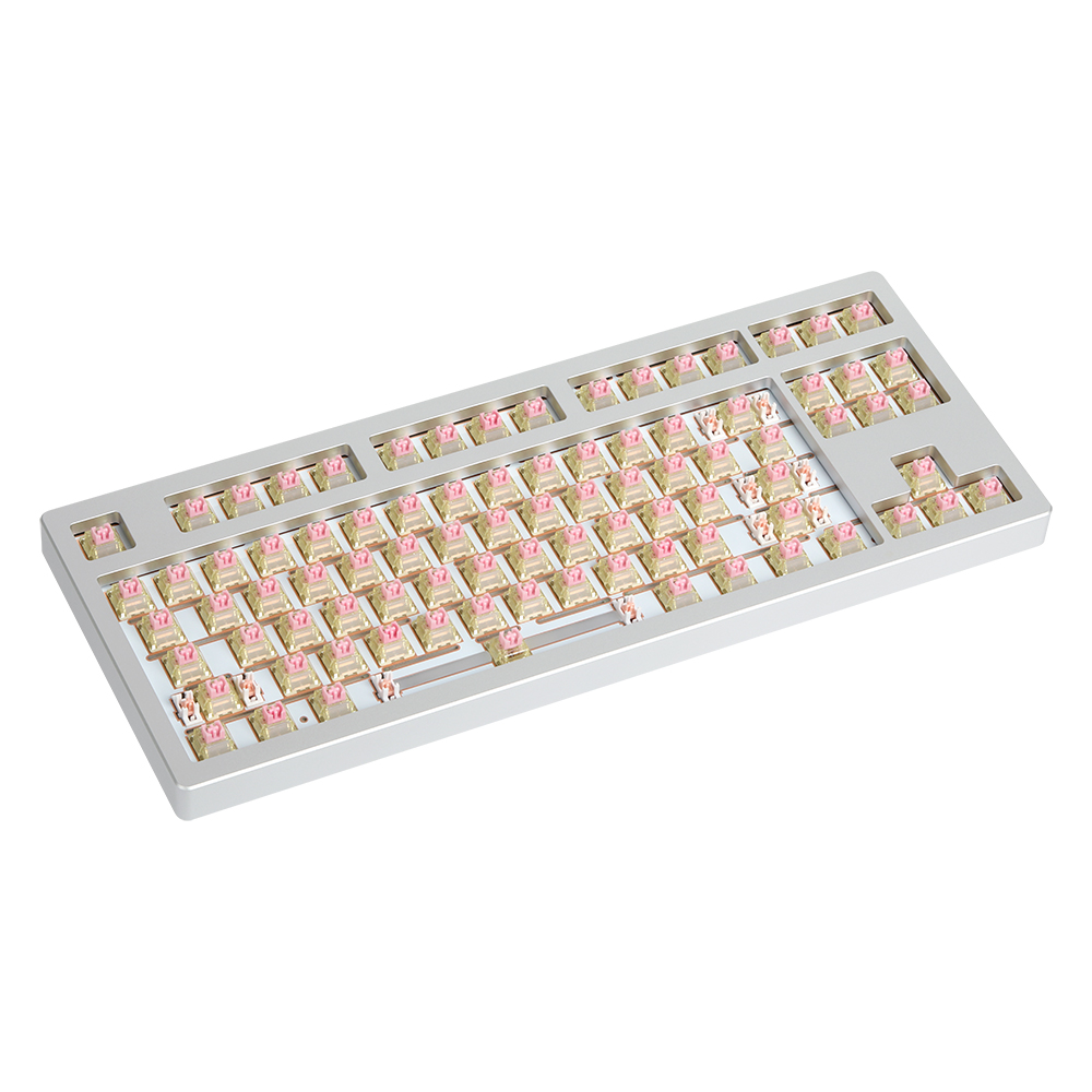 SPM AL87B 풀 알루미늄 텐키리스 TKL 핫스왑 커스텀 기계식 키보드 베어본 DIY키트 (HMX 위스퍼 핑크축) - 상세 이미지 3