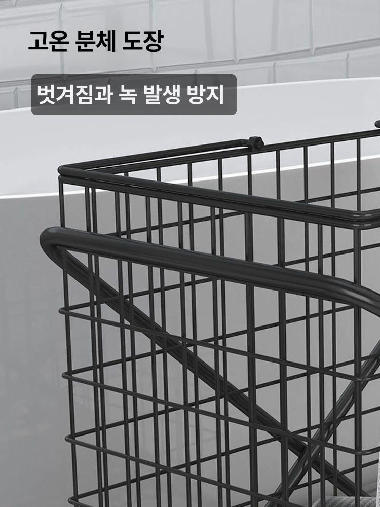 세탁소 빨래 카트 바구니 철제 이동식 바퀴달린 웨건 청소 모텔 수거 런드리 골드 바퀴 - 상세 이미지 2
