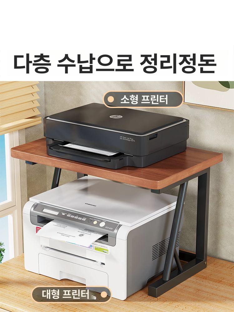 프린터 받침대 복합기 테이블 선반 서랍장 우드 이동식 월넛 캐스터 스탠다드 - 상세 이미지 2