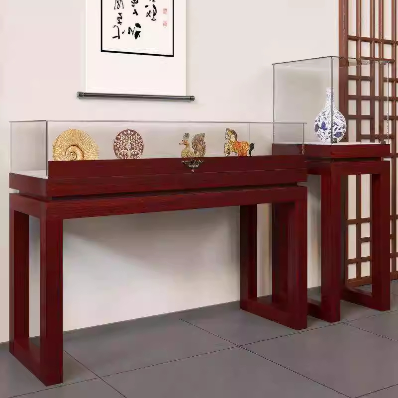 빈티지 박물관 쇼케이스 원목 전시대 장식장 진열 랙 100x40x90 - 상세 이미지 3
