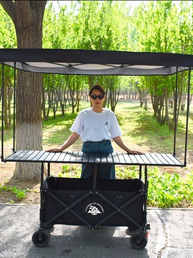 접이식 웨건 판매대 캠핑 이동식 운반카 초대형 폴딩 캠핑카 수레 피크닉 카트 - 상세 이미지 3