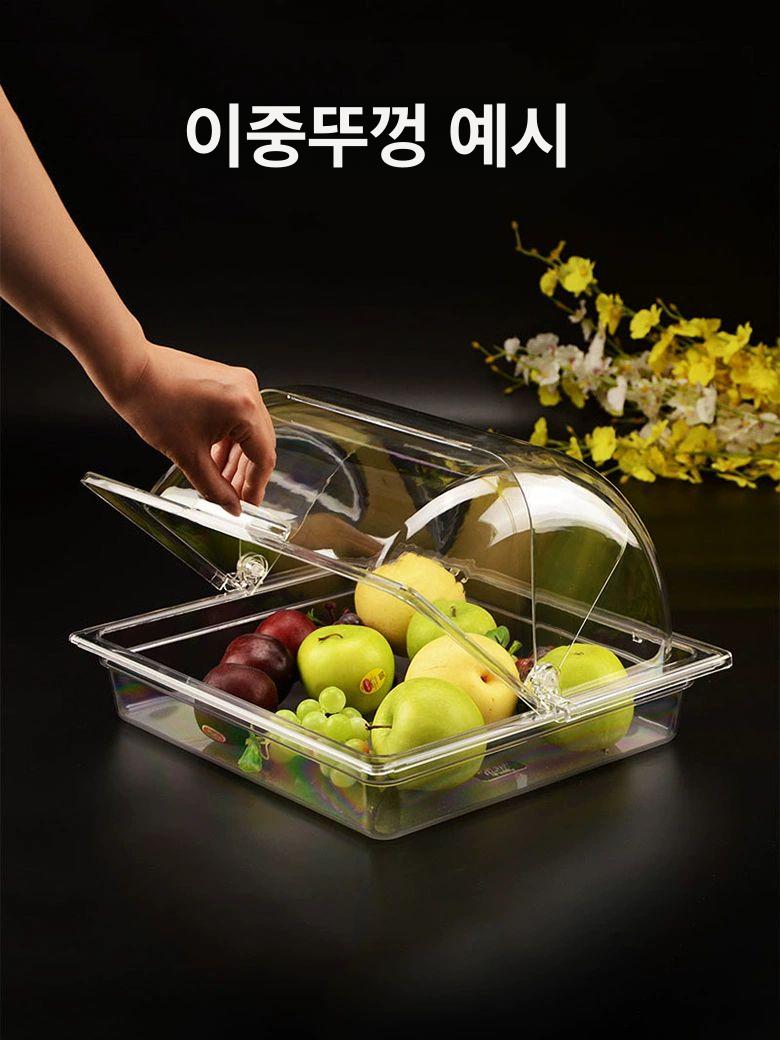 음식 덮개 투명 뚜껑 함바 이중 커버 뷔페 여닫이 실리콘 위생 방진 아크릴 야채커버 - 상세 이미지 2