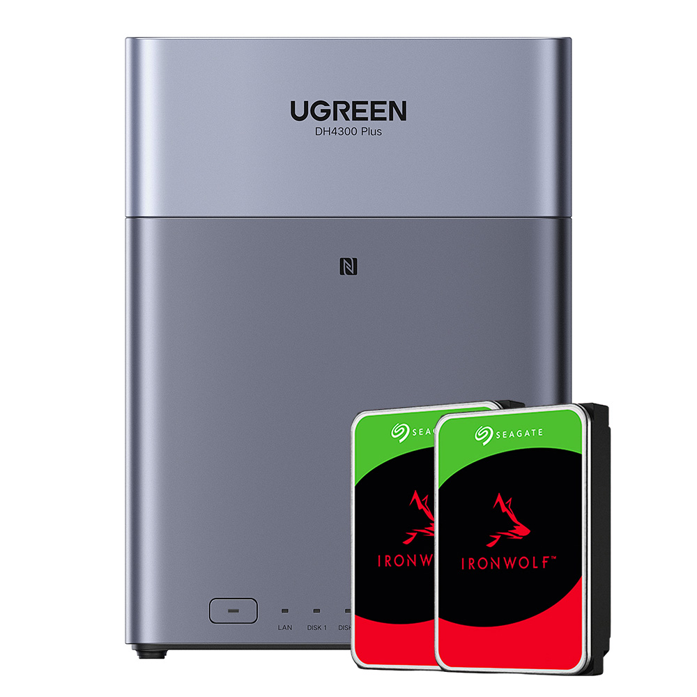 유그린 나스 4베이 NAS DH4300Plus + 아이언울프 나스용 하드디스크 4TB x 2ea - 상품 이미지