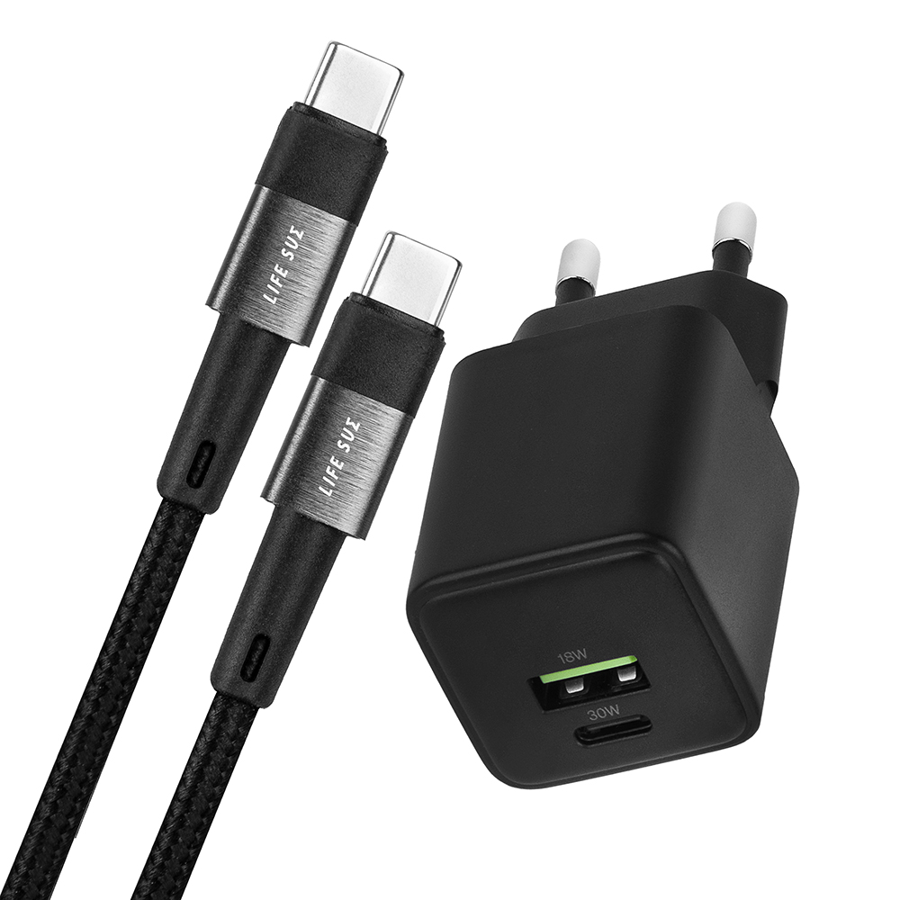 라이프썸 30W PD C타입 2포트 (LFS-HA59) + C to C 타입 60W 케이블 1.5M (LFS-HA62) 고속 충전 세트 - 상세 이미지 3