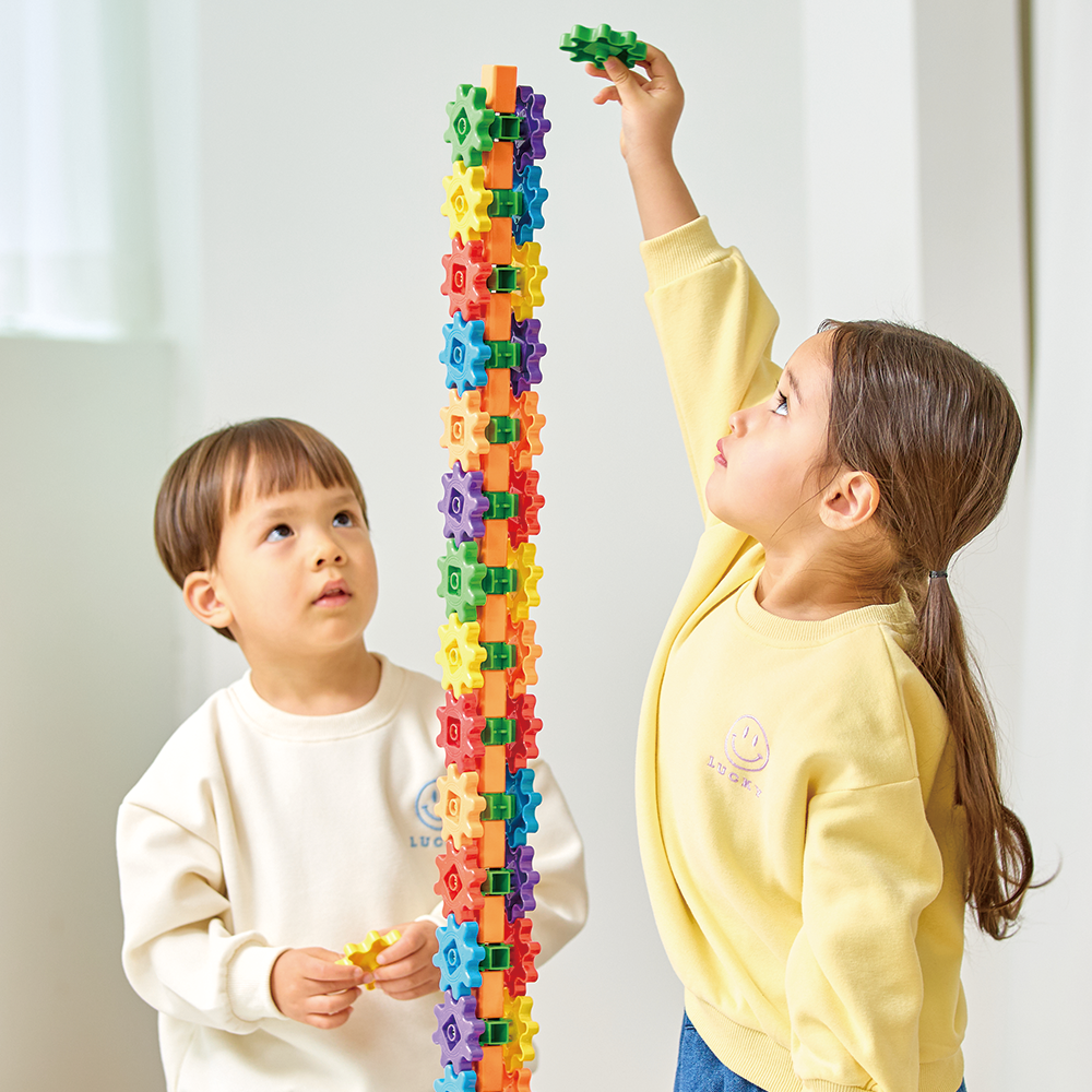 아이백 i100 움직이는 기어블럭 와플 십자 사각 블럭 STEM 어린이집 유치원 교구 공구놀이 60pcs (장난감 정리함 증정) 이미지 6
