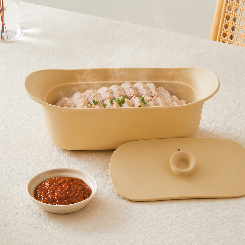 실리프랑 생선찜기 특허 전자레인지용기 실리콘찜기 전자렌지 미세플라스틱제로 버터베이지 이미지 6