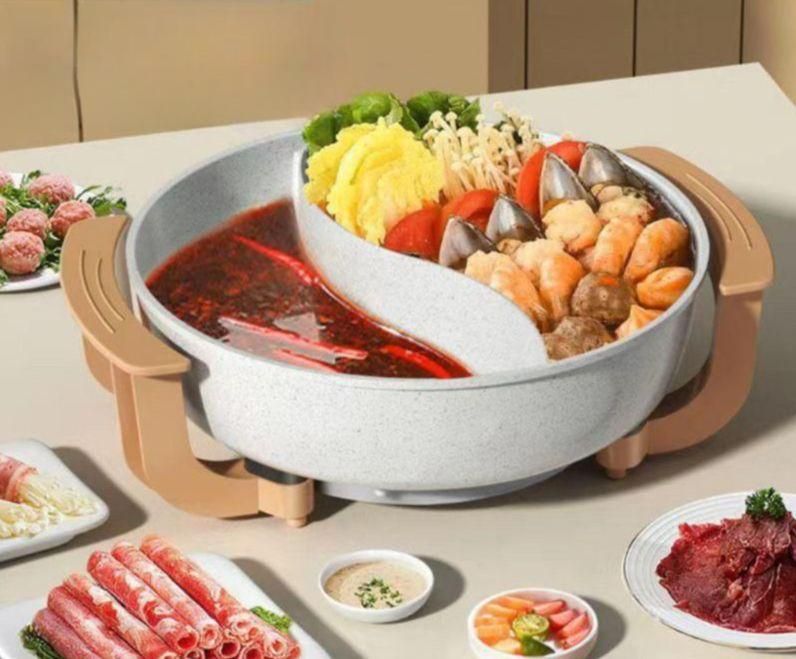 샤브샤브기계 전기 전골냄비 요리 전기찜기 세라믹화이트 미니 이중 국물 - 상세 이미지 2