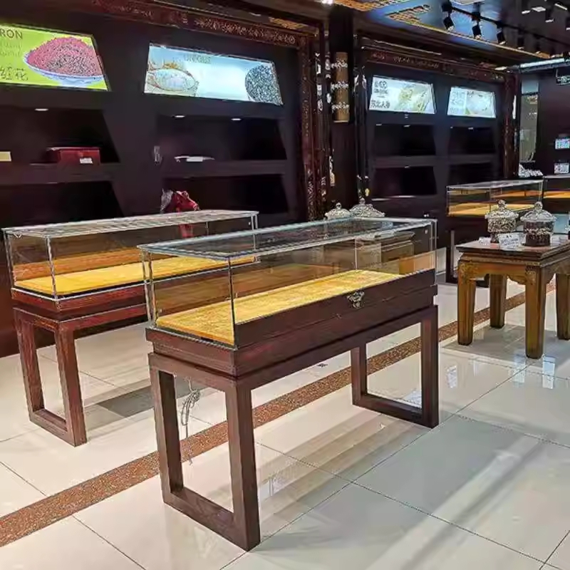 빈티지 박물관 쇼케이스 원목 전시대 장식장 진열 랙 100x40x90 - 상세 이미지 4
