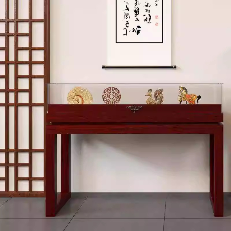 빈티지 박물관 쇼케이스 원목 전시대 장식장 진열 랙 100x40x90 - 상세 이미지 2
