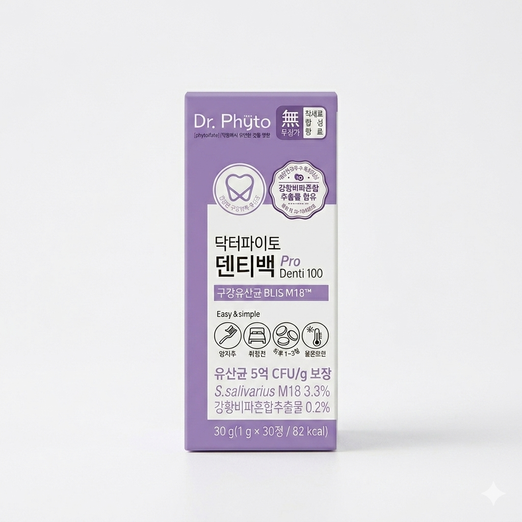 닥터파이토 덴티백 구강유산균 BLIS M18 프로바이오틱스 프리바이오틱스 30정, 1개 - 상품 이미지