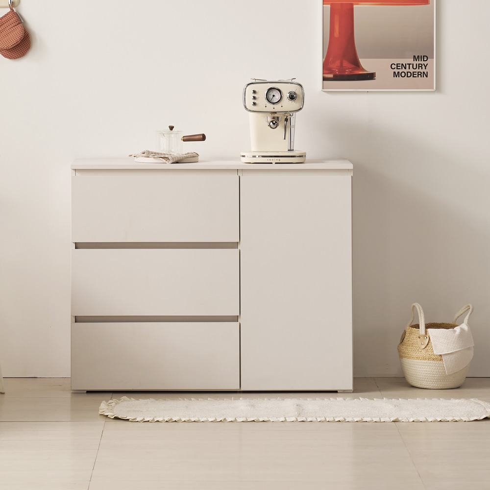 오르세 주방수납장 홈카페 틈새 보조 수납장 맘마존 커피머신선반 1000x400x800mm, 3단, 화이트