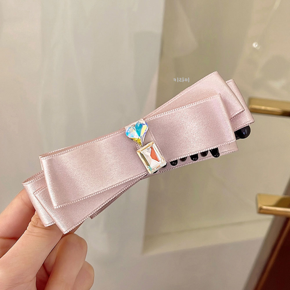 큐빅 새틴 바나나 헤어핀 포니테일집게핀 고급 리본머리핀 이미지 2