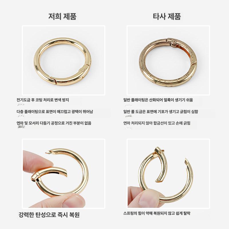 걸이 열수 있는 스프링 키링 원형 오픈 금속 버클 o링 후크 링 욕실 및 가방 열쇠고리 - 상세 이미지 3