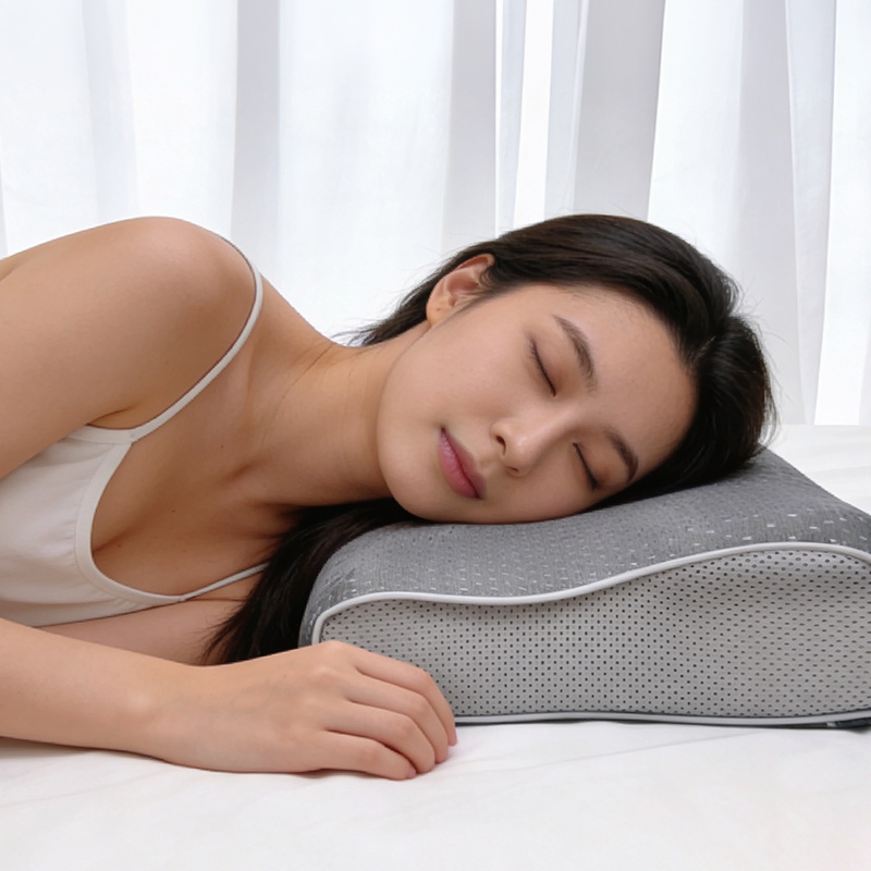 국산 경추배게 메모리폼 일자목 목디스크 방지 편안한 통기성 이미지 3