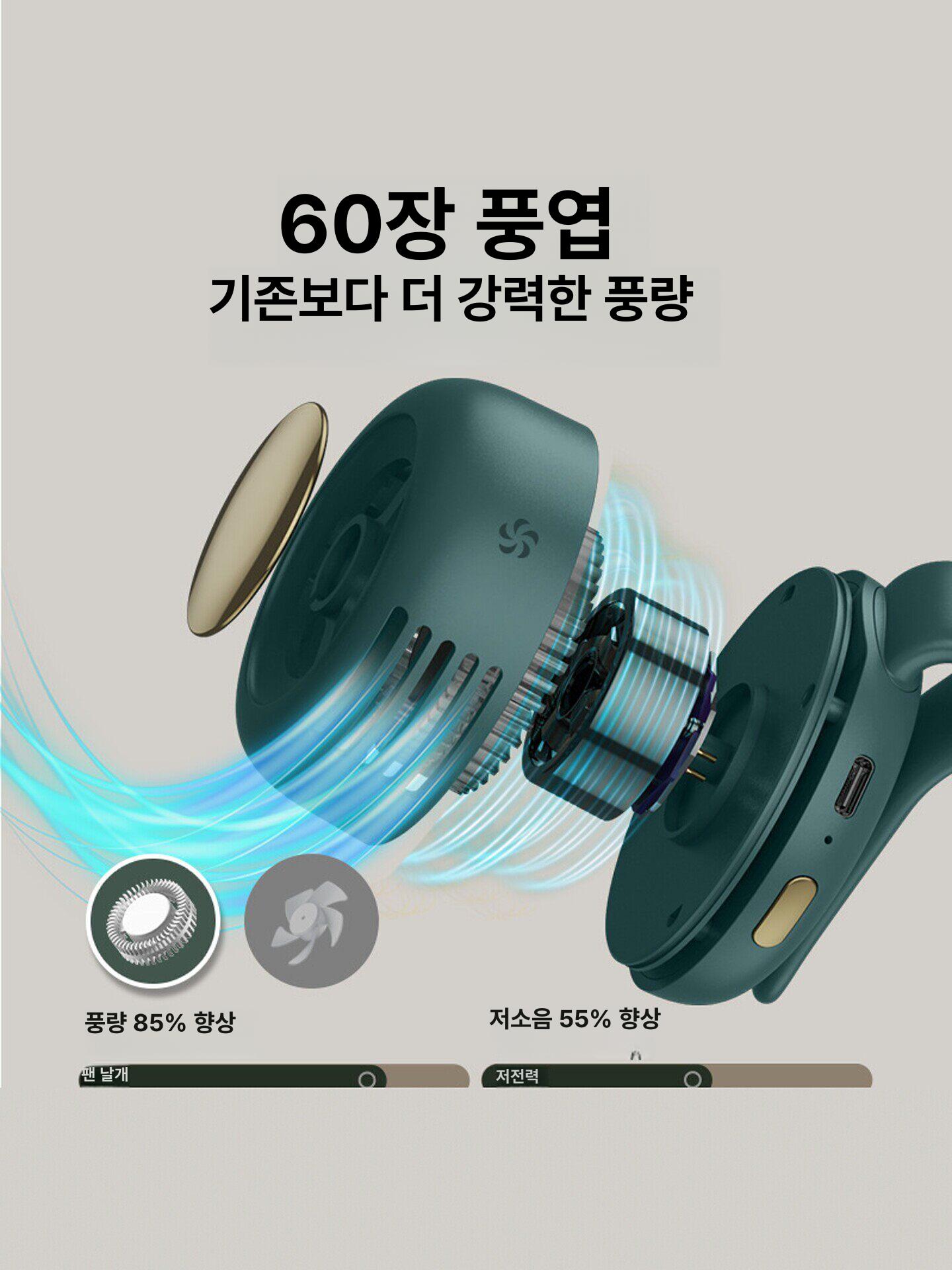 클립형 휴대용 미니 충전식 목풍기 옷깃에꽂는 클립팬 빈티지 강풍 - 상세 이미지 5