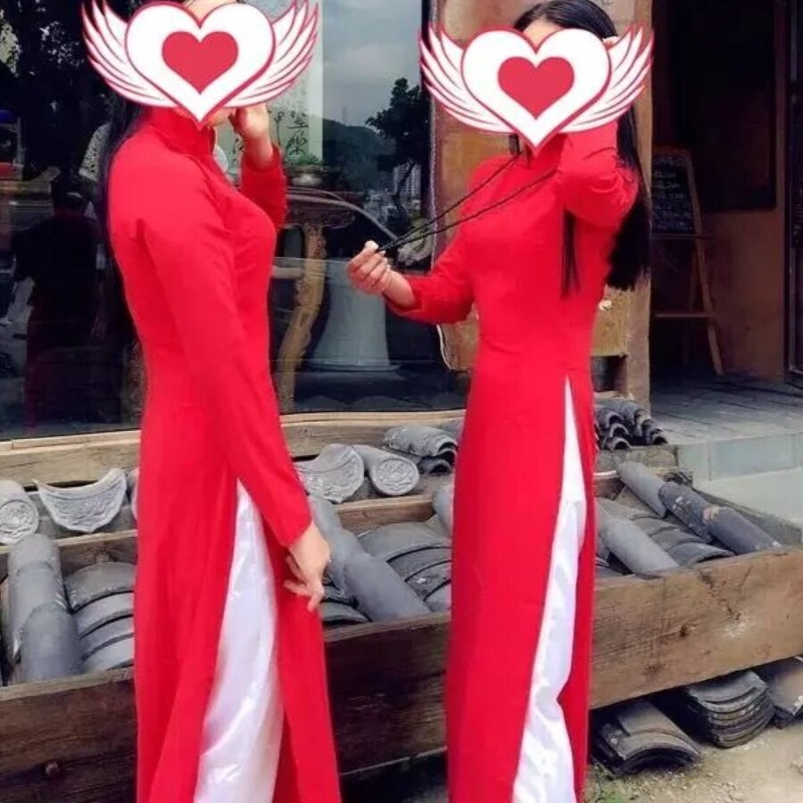 베트남 아오자이 드레스 여성 전통 의상 치파오 스타일 하이넥 긴팔 옆트임 슬림핏 실크혼방 - 상세 이미지 2