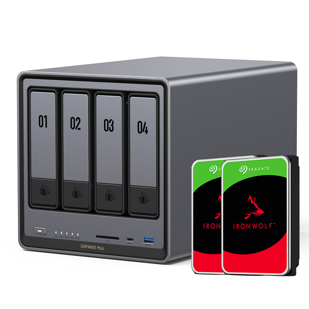 유그린 고성능 나스 4베이 NAS DXP4800Plus + 아이언울프 나스용 하드디스크 8TB x 2ea 상품 이미지