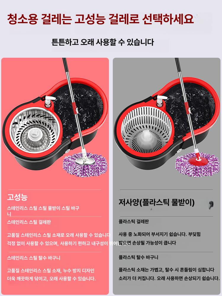 회전형 밀대 막대형 물걸레 청소 손쉬운 먼지 스탠드 대걸레 회전 모핑 - 상세 이미지 5