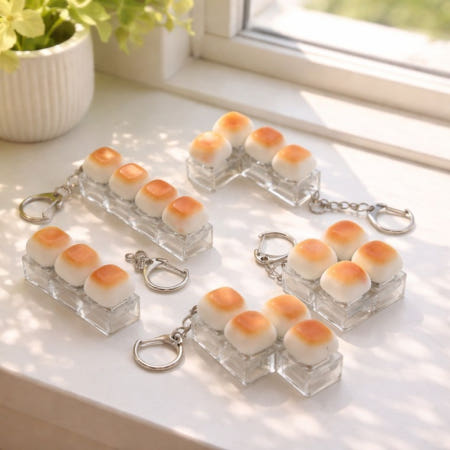 자광 구운 마시멜로 4구 딸깍이키링 키캡 테트리스게임1p 감성키링 가방고리 키보드 클릭키링 열쇠고리