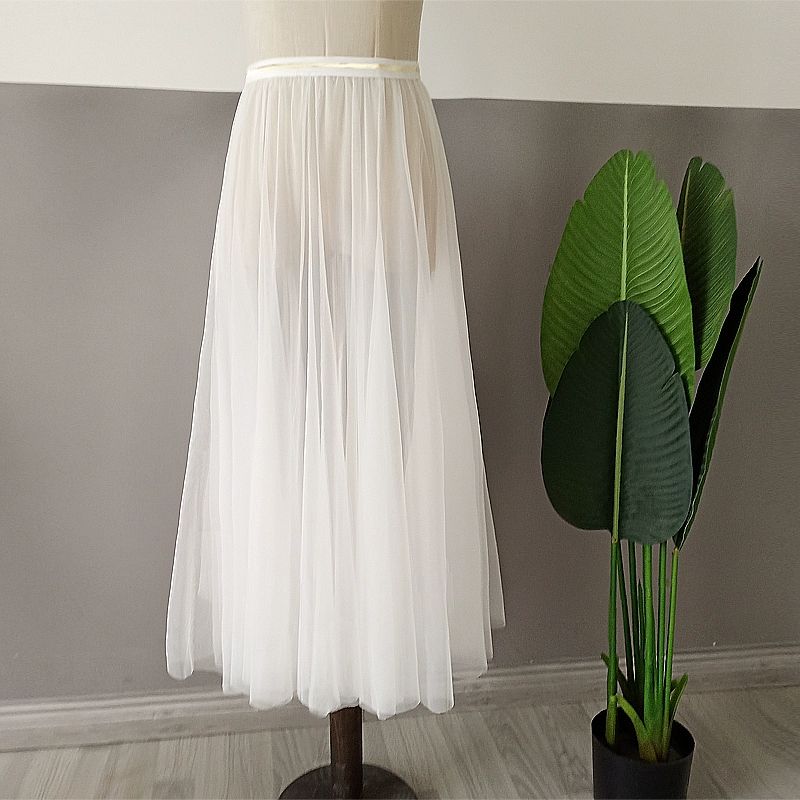 롱속치마 레이스속치마 시스루 밑단 이너 스커트 블랙 치마길이(70cm) - 상세 이미지 4