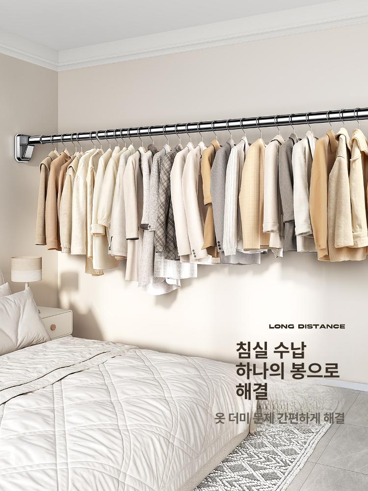 다용도 압축봉 무타공 옷걸이 커튼 신축 행거 길이조절 틈새 못없이 텐션 - 상세 이미지 3