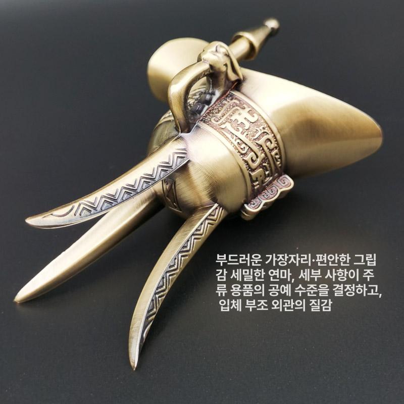 고대 술잔 중국 황제 장식품 삼국지 청동 골동품 대형 브론즈 잔 [2개 세트 ] - 상세 이미지 5