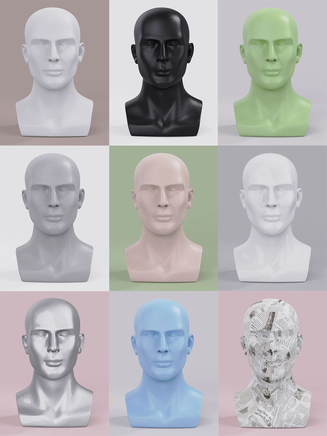 두상 마네킹 헤드 거치대 남자 얼굴 남성용 마네킨 소품 모형 버전 구성 스탠드 모자 전시 - 상품 이미지
