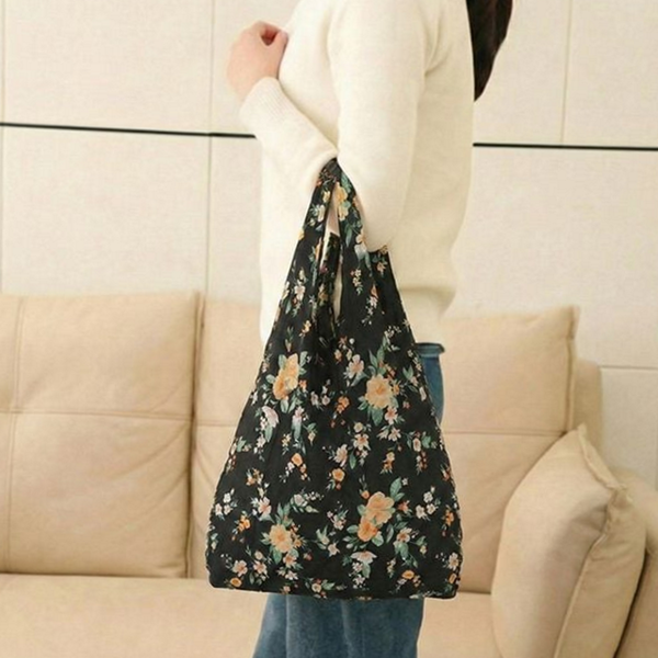 가벼운 휴대용 장 바구니 꽃무늬 접이식 장 바구니 데일리 시장 - 상품 이미지