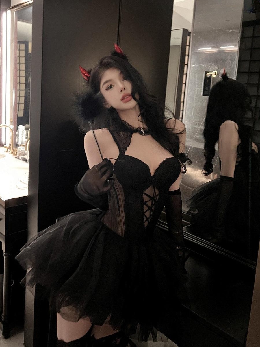할로휜 캣우먼 악마 치마 코스튬 섹시 컨셉 여성 드레스 옷 - 상세 이미지 2