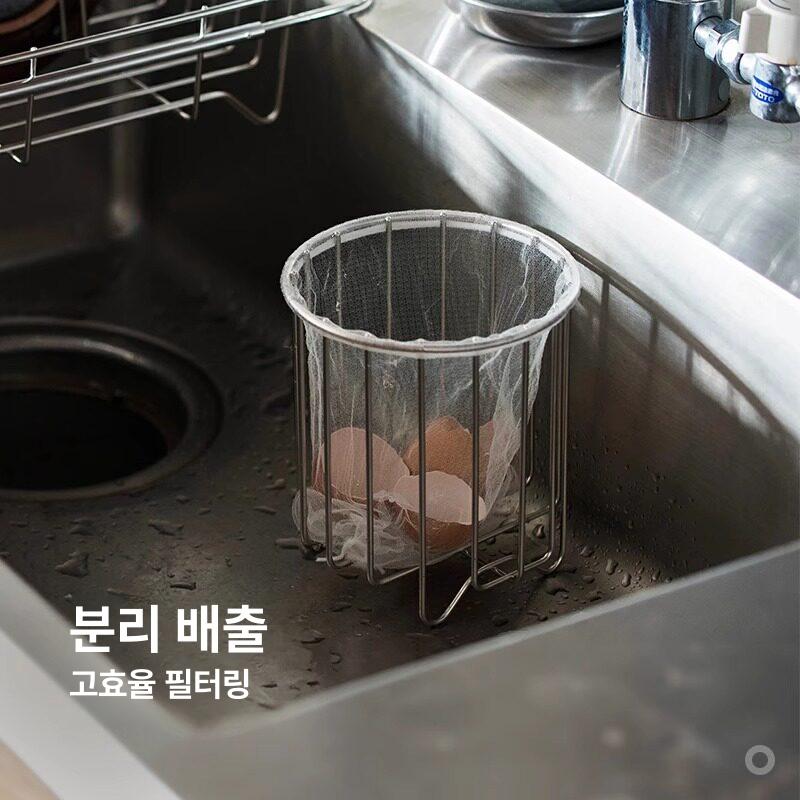 스텐 음식물 거치대 쓰레기 접이식 비닐봉투 부엌용 싱크대 포함 주방 - 상세 이미지 2