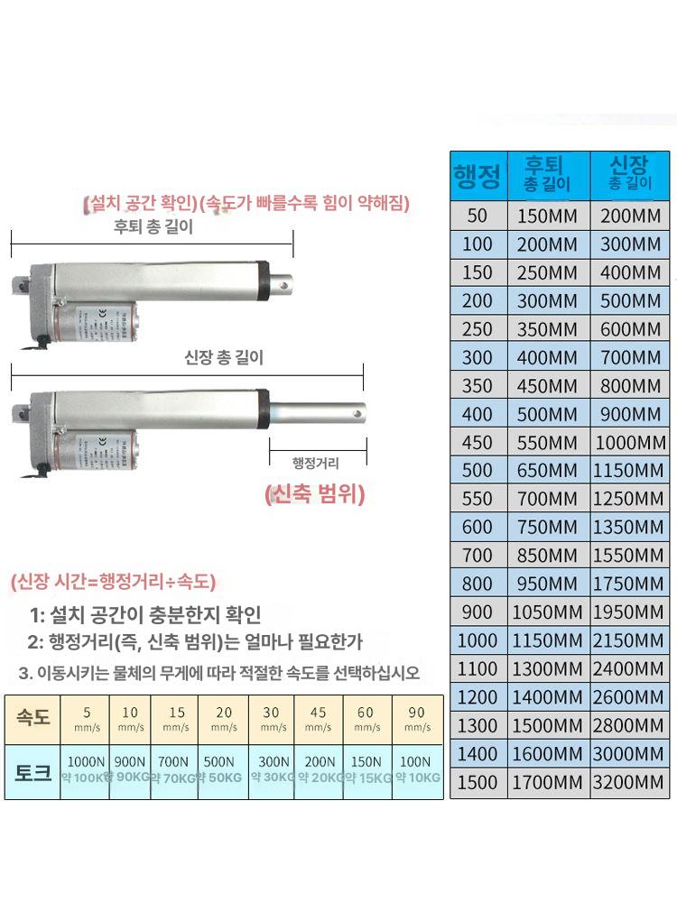 전동 액츄에이터 실린더 리니어 소형 기어 속도 리프트 전동실린더 피스톤 직선 스크류 추력 - 상세 이미지 5