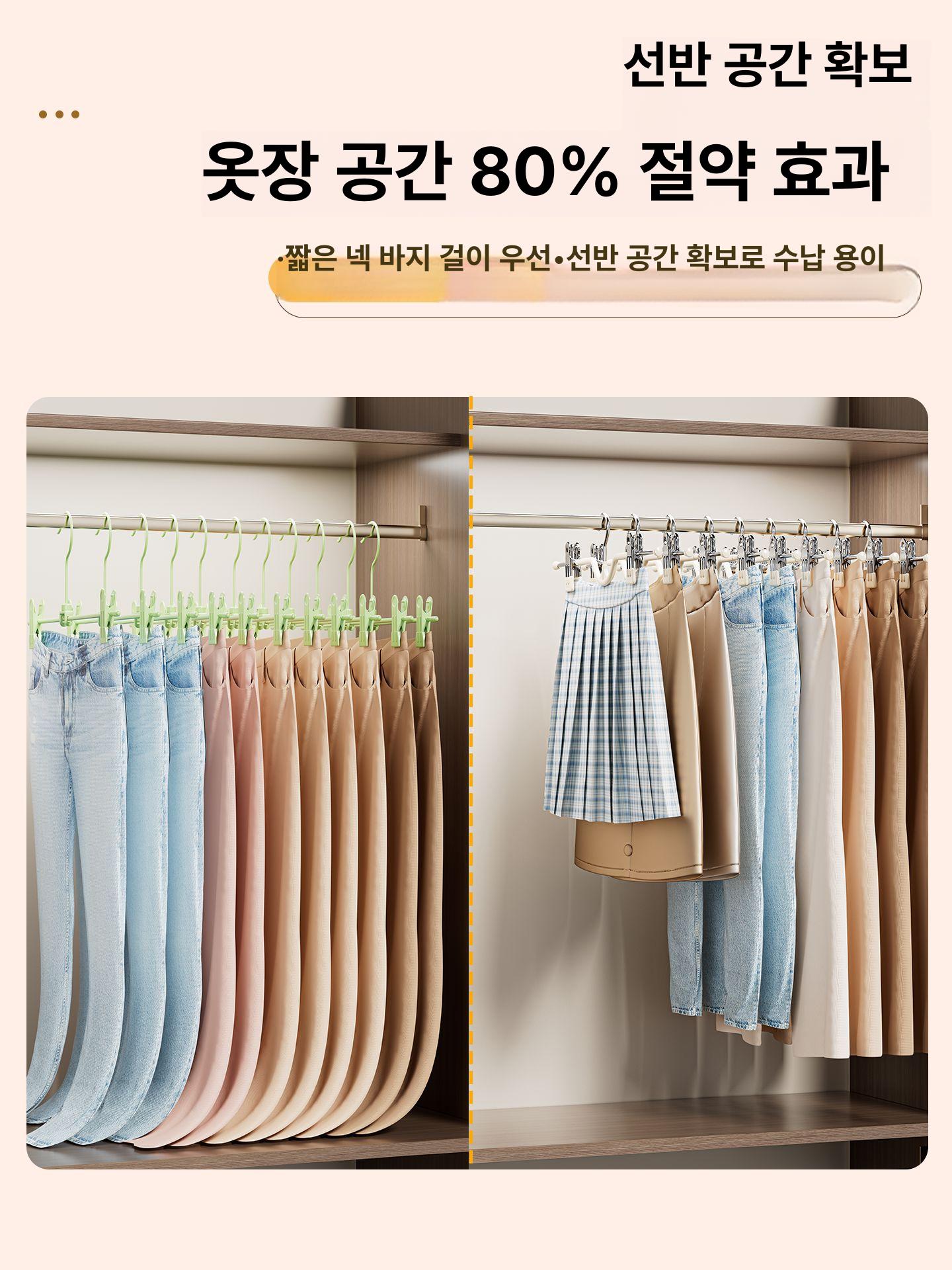 짧은 목 바지 클립 스타일 집게걸이 옷걸이 편리한 조끼 슬림 평균 세트 - 상세 이미지 5