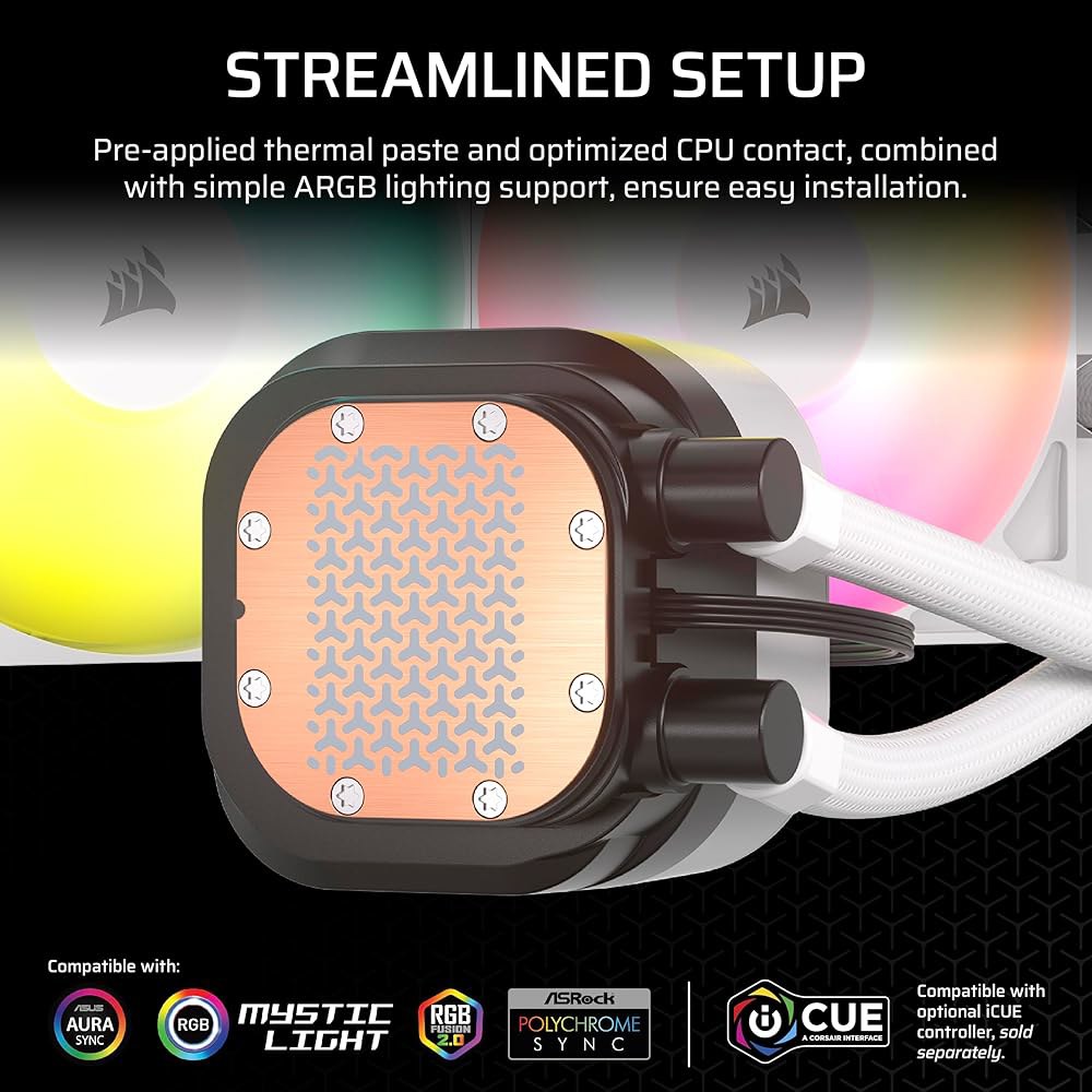 CORSAIR 노틸러스 360 RS ARGB 액체 CPU 쿨러 u2013 360mm AIO 저소음 다이렉트 마더보드 연결 데이지 체인 인텔 LGA 1851 /1700, AMD AM - 상세 이미지 3