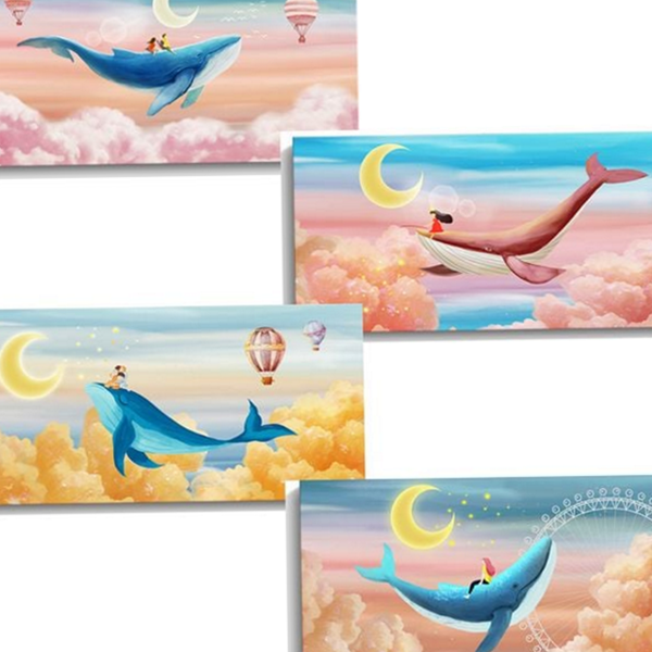 인테리어 고래 그림 액자 일러스트 고래 캔버스 액자 벽걸이 소품 - 상품 이미지