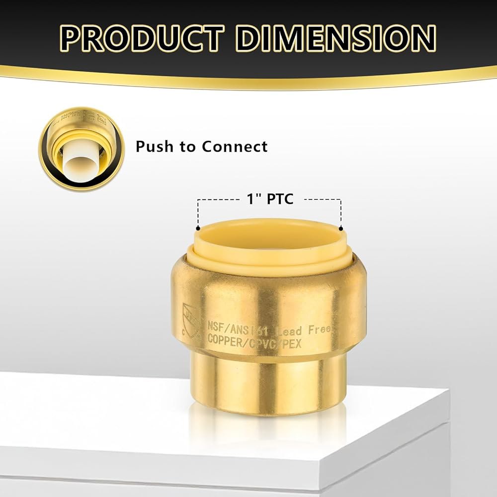 (5팩) 포스칸 1인치 푸시 핏 플러그, LF 황동 피팅, PEX, 구리, CPVC, PE-RT 파이프 연결 푸시, 배관 수리용 디스커넥트 클립 포함 2 0.5 Inch - 상세 이미지 2