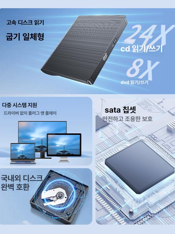 노트북 외장 DVD 드라이브 시스템 드라이브용 노트북용 고속 케이스 버너 광학 데스크톱 - 상세 이미지 3