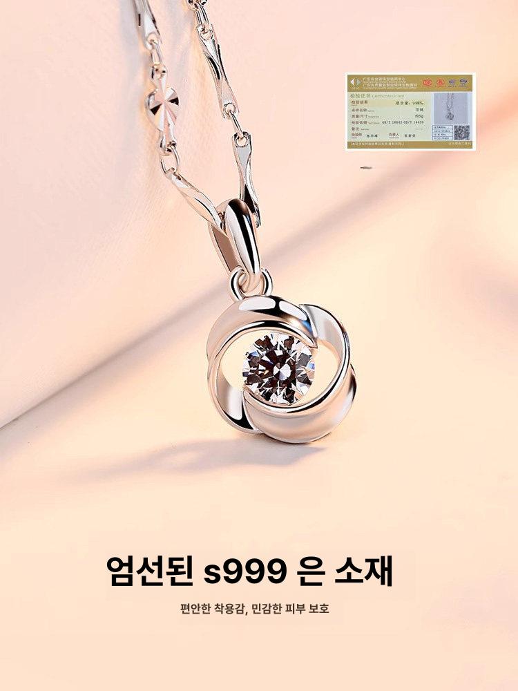 은 목걸이 여자 팬던트 큐빅 장식 - 상세 이미지 4