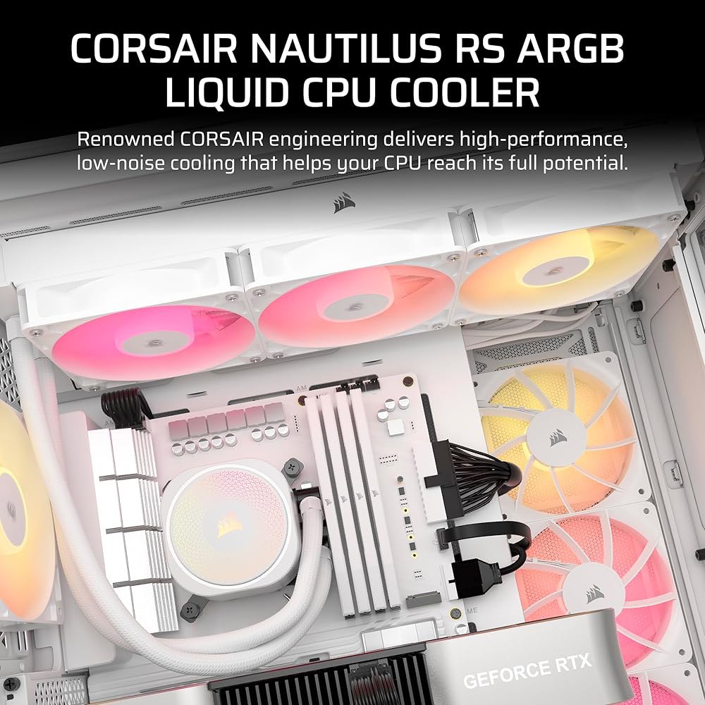 CORSAIR 노틸러스 360 RS ARGB 액체 CPU 쿨러 u2013 360mm AIO 저소음 다이렉트 마더보드 연결 데이지 체인 인텔 LGA 1851 /1700, AMD AM - 상세 이미지 2