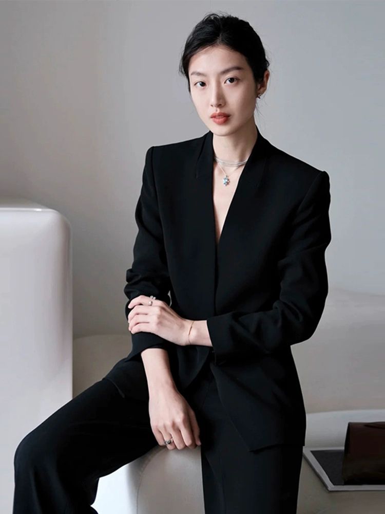 여자 웨딩수트 세미 화이트 정장 겨울 피로연 수트 화이트 블레이저 - 상세 이미지 4